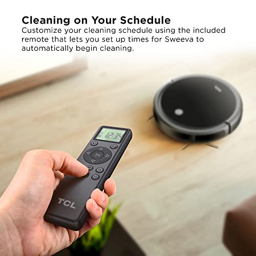 TCL Sweeva 1000 Robot Vacuum Cleaner Ultra Slim 2.76inch, Strong Suction 1500Pa, 120mins Runtime, Washable HEPA Filter, Good for Pet Hair, Hard Floor & Carpets