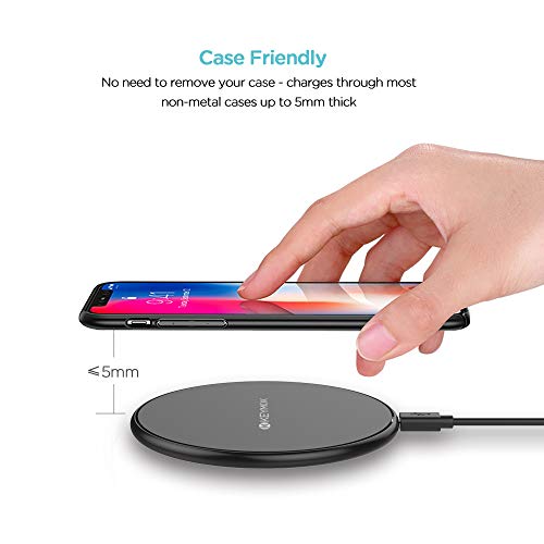 Wireless Charger, KEYMOX Qi-Certified for iPhone13/ 12/12 Mini/12 Pro Max / SE, 11, 11 Pro, 11 Pro Max, XR, Xs Max, XS, X, 8, 8 Plus, 10W Fast-Charging Galaxy S20 S10 S9 S8, Note 10(No AC Adapter)