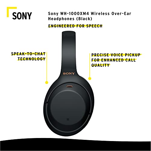 Sony WH-1000XM4 Wireless Bluetooth Noise Cancelling Over-Ear Headphones w/Sound Control (Black) & Focus Camera 10,000mAh Ultra-Portable LED Display Wireless Quick Charge Battery Bank Bundle (2 Items)