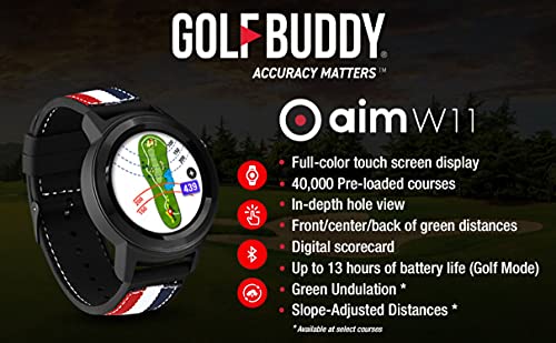 Golf Buddy Aim Golf GPS Watch, Premium Full Color Touchscreen, Preloaded with 40,000 Worldwide Courses, Easy-to-use Golf Watches (W11)