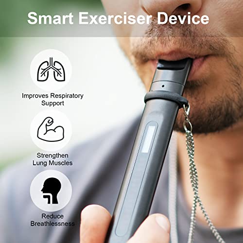 Breathing Training Device, Respiratory Muscle Training for Better Breathe, Guided Smart Breathing Exercise Assistant for Athletes and Sportspersons.