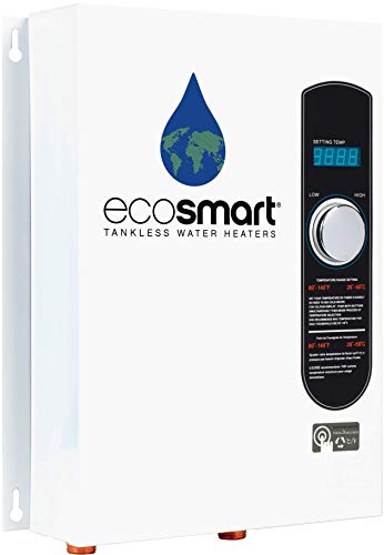 ecosmart ECO 18 Electric Tankless Water Heater, 18 KW at 240 Volts with Patented Self Modulating Technology,White 17 x 14 x 3.5