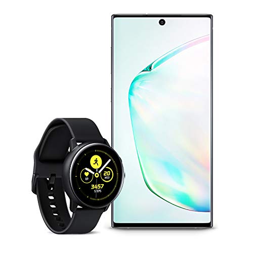 Samsung Galaxy Note 10 Factory Unlocked Cell Phone with 256GB (U.S. Warranty), Aura Glow (Silver) Note10 w/Samsung Galaxy Watch Active2