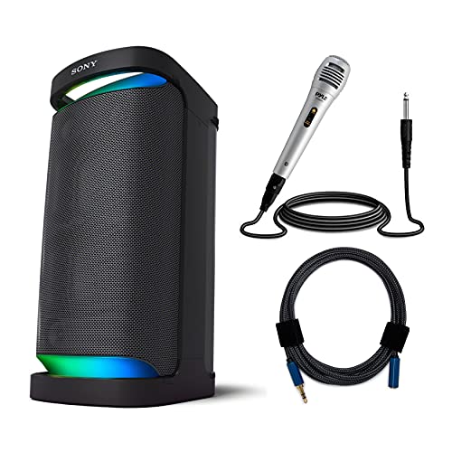 Sony XP700 X-Series Portable Bluetooth Wireless Party Speaker with Professional Dynamic Mic and Knox Gear Nylon Braided Audio Extension Cable Bundle (3 Items)