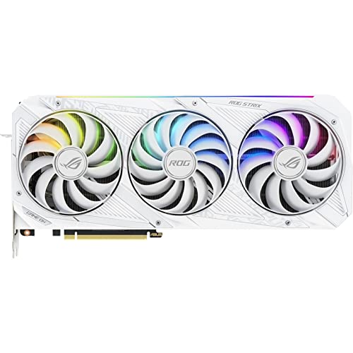 ASUS ROG Strix NVIDIA GeForce RTX 3080 V2 White Edition Gaming Graphics Card (PCIe 4.0, 10GB GDDR6X, LHR, HDMI 2.1, DisplayPort 1.4a, White Color Scheme, Axial-tech Fan Design, 2.9-Slot)