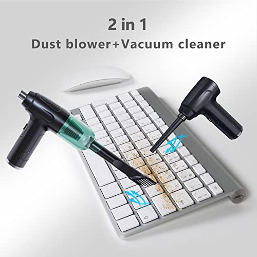 Compressed Air Duster, 2-in-1 Mini Vacuum , Keyboard Cleaner, 50,000RMP 6000mAh New Generation Canned Air Spray, Portable Electric Air Can, Cordless Blower Computer Cleaning Kit FLUKIN