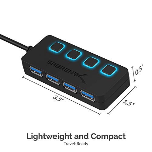 Sabrent 4-Port USB 3.0 Hub with Individual LED Power Switches (HB-UM43)