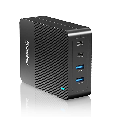 USB C Charger, UtechSmart 100W 4-Port Desktop Type C Charging Station, Portable USB C PD Power Charger Adapter -2 USB C&2 QC 3.0 USB A Ports for MacBook Pro/Air, iPad, iPhone, Galaxy, Laptop and More