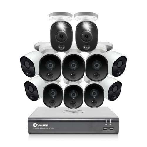 Swann Home Security Camera System, 12 Cameras 16 Channel 1080p Wired Surveillance CCTV DVR, Night Vision, Motion Detection with 1TB Hard Drive