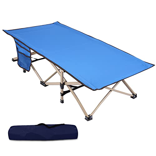 RedSwing Kids Cots for Sleeping Foldable, Sturdy Portable Toddler Cot Bed for Kids Camping Travel, Easy to Carry, 53''x26'' Blue