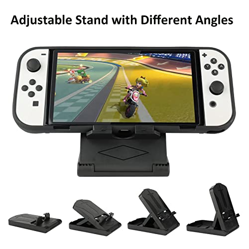 Accessories Bundle for Nintendo Switch OLED Model(2021): Super Kit with Carrying Case, Screen Protector, Steering Wheels, Joycon Grips, Charging Dock, Playstand, Protective case and More (23 in 1)