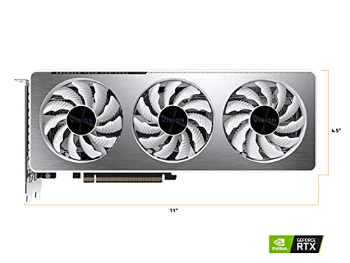 GIGABYTE GeForce RTX 3060 Vision OC 12G (REV2.0) Graphics Card, 3X WINDFORCE Fans, 12GB 192-bit GDDR6, GV-N3060VISION OC-12GD REV2.0 Video Card