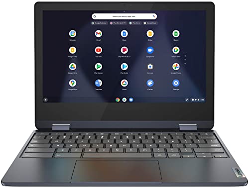 Lenovo Flagship Chromebook 11.6" HD 2 in 1 Touchscreen Laptop, 8 Core- Mediatek MT8183, 4GB RAM, 128GB Storage Space (64 GB eMMC + 64GB Micro SD), WiFi, Bluetooth, Webcam, Chrome OS, Abyss Blue