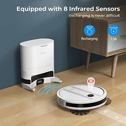Robot Vacuum with Auto Dirt Disposal, Laresar Grande 2 Robotic Vacuum Cleaner Max 3000Pa Suction Self-Emptying Support Mopping, App Control, Carpet Detection, Compatible with Alexa, Ideal for Pet Hair
