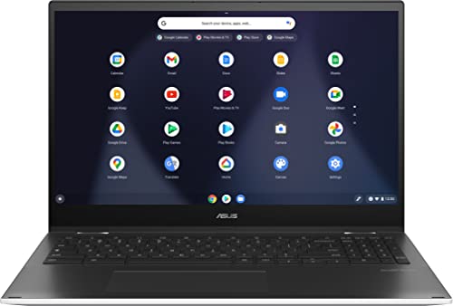 2022 Newst ASUS Flip 2-in-1 15.6" FHD Touchscreen Chromebook Laptop, Intel Core i3-1115G4(Up to 4.1GHz), 8GB RAM, 256GB Space(128GB SSD+128GB Card), Backlit Keyboard, WiFi 6, Chrome OS, White+JVQ MP