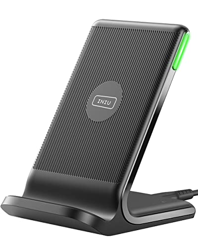 INIU Wireless Charger, 15W Qi-Certified Fast Wireless Charging Stand with Sleep-Friendly Adaptive Light Compatible with iPhone 13 12 Pro XR XS 8 Plus Samsung Galaxy S21 S20 Note 20 10 Google LG etc.