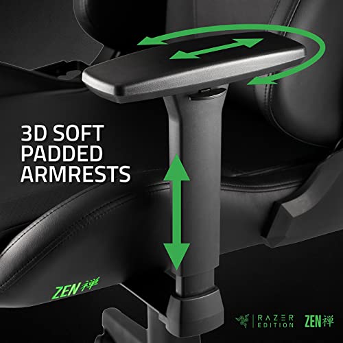 Tarok Essentials - Razer Edition Gaming Chair by Zen - Razer Chair Gaming - Video Game Chairs - Lime Green Gaming Chair - PC Gaming Chair Black Office Desk Chair Adult Leather XL Lumbar Support Gamer