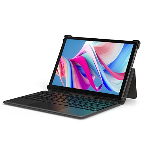 Tablet with Keyboard, 10.1" Octa-Core, Android 10 Tablet Google GMS Certified,4GB RAM, 128GB Storage, 1920x1200 FHD Display, 60Hz Screen Rate, 13MP Rear Camera,5G WiFi, Bluetooth5.0, LMNBBS， Black