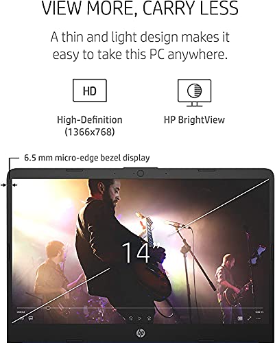 2022 Newest HP 14" HD Laptop Light-Weight, AMD 3020e(Up to 2.6GHz), 8GB RAM, 128GB SSD + 64GB eMMC, 1 Year Office 365, WiFi, Bluetooth 5, USB Type-A&C, HDMI, Webcam w/Ghost Manta Accessories