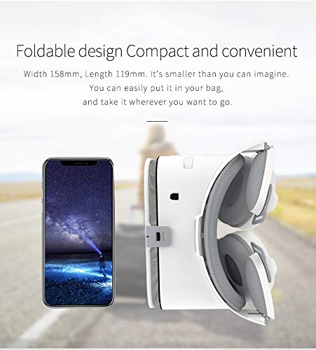 3D Virtual Reality VR Headset, VR Glasses Goggles with Bluetooth Headset, 3D Virtual Reality Glasses for iPhone/Samsung Movies and Games Compatible with iOS/Android, for iPhone Apple Android PC Phone.