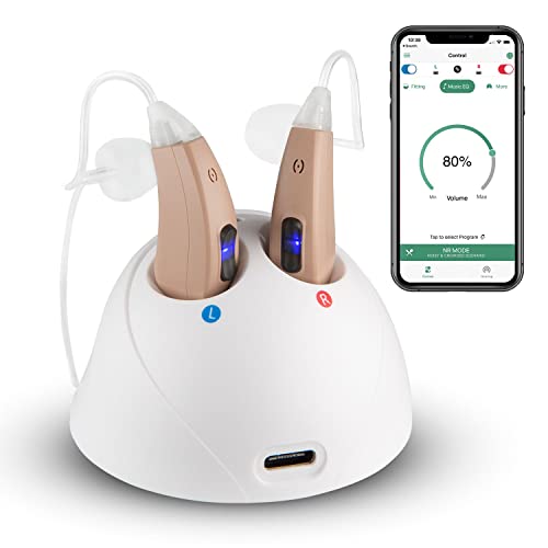 Bluetooth Hearing Aids Customizable for Seniors and Adults, APP Enabled Amplifier Device, Do Hearing Test and Self Fitting to Match Your Own Hearing Loss - Neosonic MX-Smart