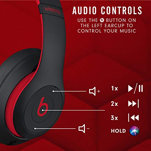 Beats Studio3 Wireless Noise Cancelling Over-Ear Headphones - Apple W1 Headphone Chip, Class 1 Bluetooth, 22 Hours of Listening Time, Built-in Microphone - Defiant Black-Red (Latest Model) - AOP3 EVERY THING TECH 