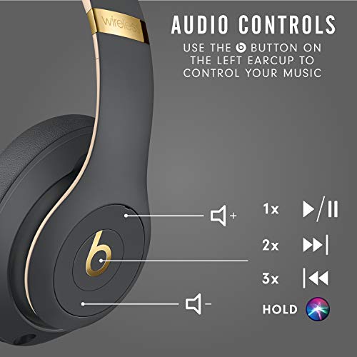 Beats Studio3 Wireless Noise Cancelling Over-Ear Headphones - Apple W1 Headphone Chip, Class 1 Bluetooth, 22 Hours of Listening Time, Built-in Microphone - Shadow Gray (Latest Model)