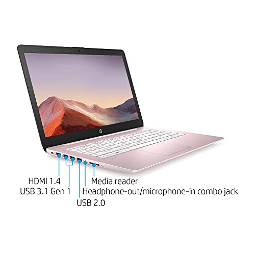 2021 Newest HP Premium 14 inch HD Laptop, Intel Dual-Core Processor Up to 2.6GHz, 8GB RAM, 64GB eMMC Storage, Webcam, Bluetooth, HDMI, Wi-Fi, Rose Pink, Windows 11 with 1 Year Microsoft 365