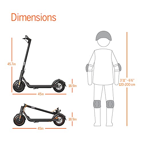 Segway Ninebot F40 Electric Kick Scooter, 350W Powerful Motor, 10-inch Pneumatic Tire, Foldable Commuter Electric Scooter for Adults, Dark Grey