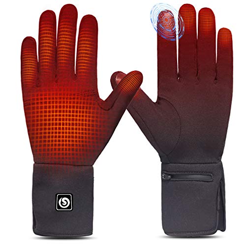 Heated Glove Liners for Men Women, Rechargeable Battery Electric Heated Gloves, Winter Warm Glove Liners for Arthritis Raynaud, Thin Gloves Riding Ski Snowboarding Hiking Cycling Hand Warmers