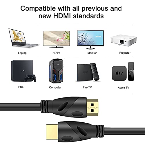 4K HDMI Cable - Rommisie 100FT(HDMI 2.0,18Gbps) Ultra High Speed Gold Plated Connectors,Ethernet Audio Return,Video 4K,FullHD1080p 3D Compatible with Xbox Playstation Arc PS3 PS4 PS9 PC HDTV - Black)