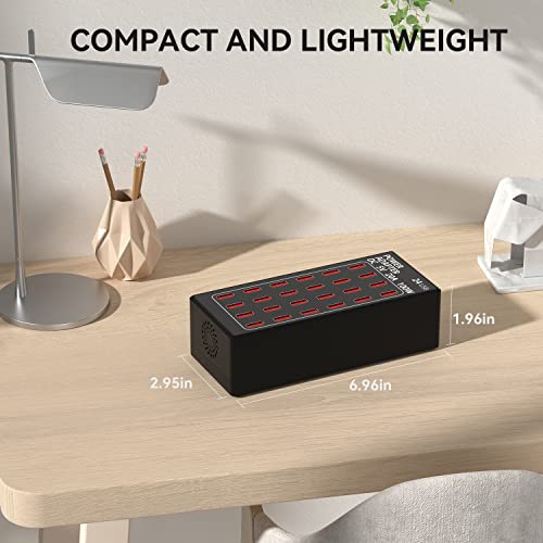 USB Charging Station,Cinlinso 24 Port 100W(20A) USB Charger Family-Sized Desktop USB Rapid Charger,Multiple USB Charging Station for iPhone iPad Samsung Galaxy Smart Phone Kindle Tablet and More