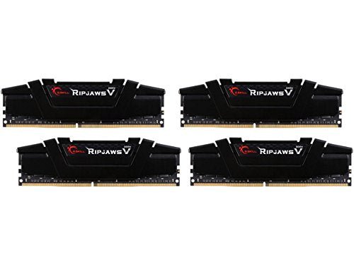 G.Skill RipJaws V Series BLACK 64GB (4 x 16GB) 288-Pin SDRAM DDR4 3200 (PC4-25600) CL16-18-18-38 1.35V Quad Channel Desktop Memory Model F4-3200C16Q-64GVK