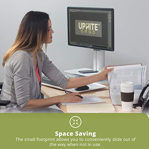 Uprite Ergo Sit2Stand Standing Desk Converter – Single Monitor Mount - Silver/White