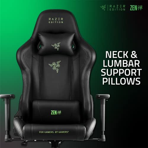 Tarok Essentials - Razer Edition Gaming Chair by Zen - Razer Chair Gaming - Video Game Chairs - Lime Green Gaming Chair - PC Gaming Chair Black Office Desk Chair Adult Leather XL Lumbar Support Gamer