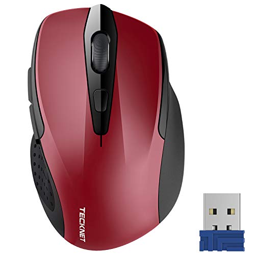 Wireless Mouse, TECKNET Pro 2.4G Ergonomic Wireless Optical Mouse with USB Nano Receiver for Laptop,PC,Computer,Chromebook,Notebook,6 Buttons,24 Months Battery Life, 2600 DPI, 5 Adjustment Levels