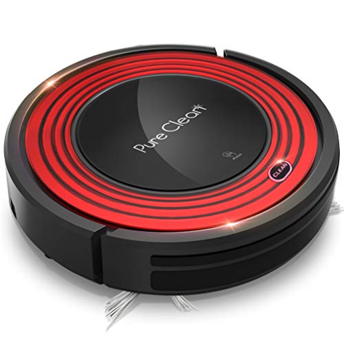 Robot Vacuum Cleaner and Dock - 1500pa Suction w/ Scheduling Activation and Charging Dock - Robotic Auto Home Cleaning for Carpet Hardwood Floor Pet Hair & Allergies Friendly - Pure Clean PUCRC95, Red