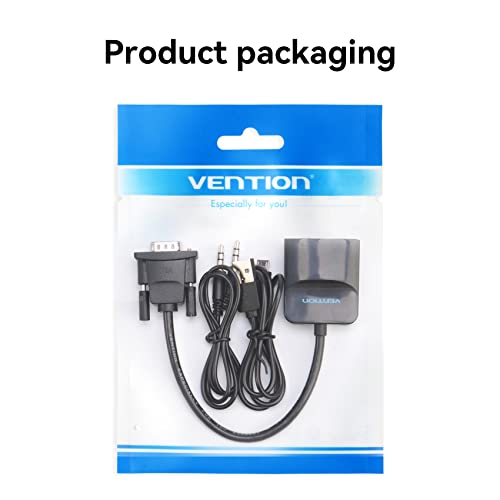 VGA to HDMI Adapter with Audio, (PC VGA Source Output to TV/Monitor with HDMI Connector),VENTION 1080P VGA to HDMI Converter Male to Female Cable for Computer, Desktop, Laptop, PC, Monitor, HDTV 0.5FT