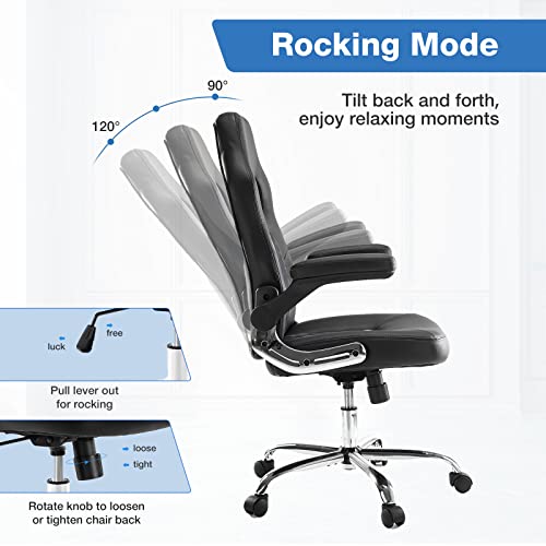 JHK Gaming Chair Ergonomic Office Chair, PU Leather Gamer Chair with Padded Flip-up Armrests and Lumbar Support, Height Adjustable Computer Desk Chair PC Gaming Chair for Adults Teens, Grey