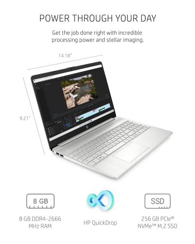 HP 15.6-inch Laptop, 11th Generation Intel Core i5-1135G7, Intel Iris Xe Graphics, 8 GB RAM, 256 GB SSD, Windows 11 Home (15-dy2024nr, Natural silver)