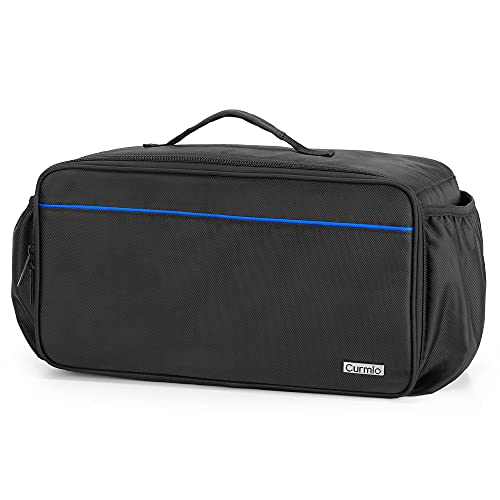 CURMIO Game Disc Storage Bag Holds Up to 24 Discs, Game Disk Travel Case Compatible with PS5/PS4/PS4 Pro/PS3/Xbox One/Xbox 360//Xbox Series X/S, Blue Stripe(Bag Only)