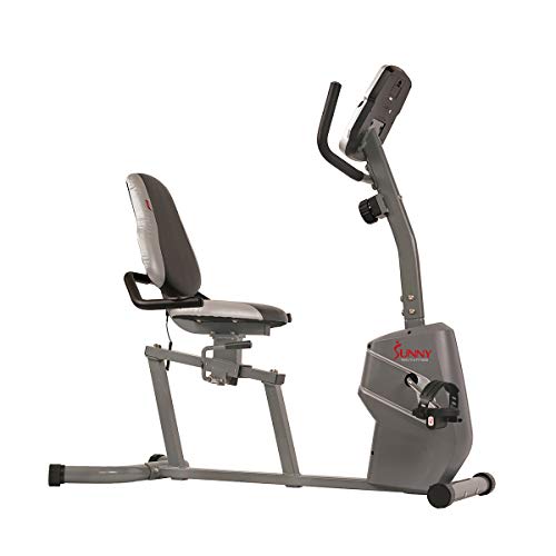 Sunny Health & Fitness Magnetic Recumbent Exercise Bike with Easy Adjustable Seat, Device Holder, RPM and Pulse Rate Monitoring | SF-RB4806