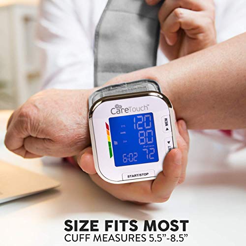 Care Touch Digital Wrist Blood Pressure Monitor - Blood Pressure Wrist Cuff Size 5.5" - 8.5" - Automatic High Blood Pressure Machine with Batteries and Carrying Case Included