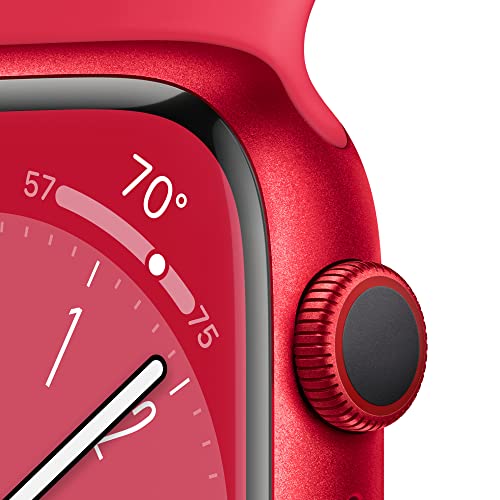 Apple Watch Series 8 [GPS + Cellular 41mm] Smart watch w/ PRODUCT)RED Aluminum Case w/ (PRODUCT)RED Sport Band-S/M. Fitness Tracker, Blood Oxygen & ECG Apps, Always-On Retina Display, Water Resistant