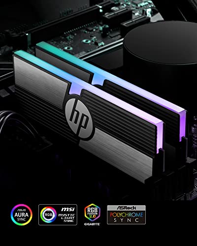 HP V10 RGB 32GB (16GBx2) RAM 3600 MHz DDR4 CL14 Desktop Computer Gaming LED Memory Kit - 54N63AA#ABC