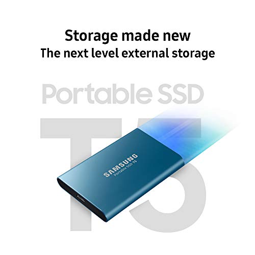 SAMSUNG T5 Portable SSD 500GB - Up to 540MB/s - USB 3.1 External Solid State Drive, Blue (MU-PA500B/AM)