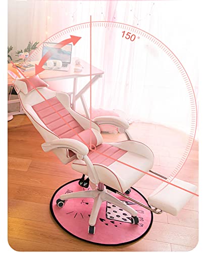 Pink Gaming Chair with Footrest,Lovely Computer Game Chair,Desk Chair for Granddaughter,Sister,Girlfriend,Wife and Love with Headrest,Lumbar Support Gamer Chair,Pink