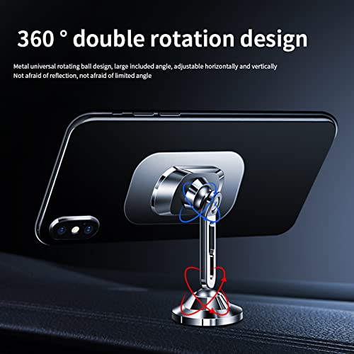 Magnetic Phone Holder,【Super Magnet】【with 2 Metal Plates】 Car Magnetic Phone Holder, Universal Dashboard Car Holder for iPhone,Samsung and Other Phones (Silver)