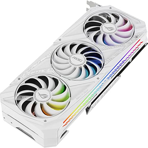 ASUS ROG Strix NVIDIA GeForce RTX 3080 V2 White Edition Gaming Graphics Card (PCIe 4.0, 10GB GDDR6X, LHR, HDMI 2.1, DisplayPort 1.4a, White Color Scheme, Axial-tech Fan Design, 2.9-Slot)
