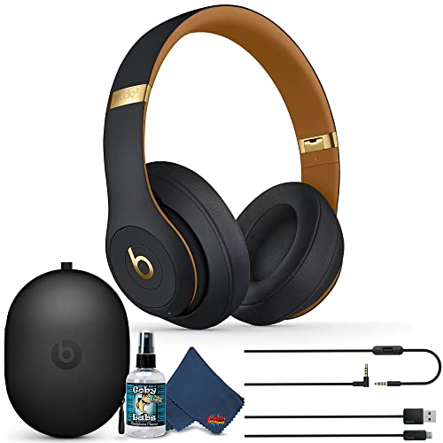 Beats Studio3 Wireless Over-Ear Noise Cancelling Bluetooth Headphones (Midnight Black) with 6Ave Cleaning Kit